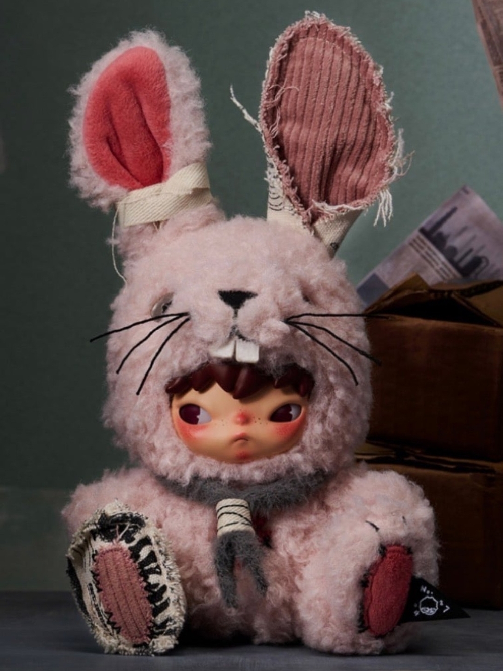 Plush Bunny Hood with Ear Details - Pink